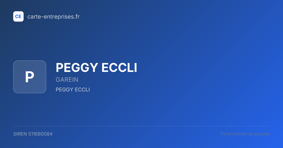 PEGGY ECCLI — 511680084 — fiche entreprise
