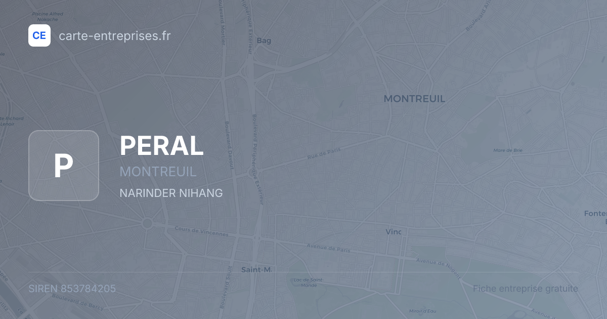 PERAL — 853784205 — fiche entreprise