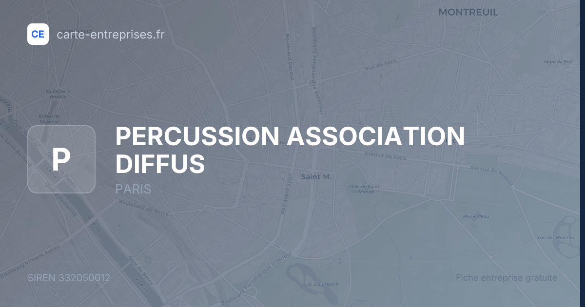 PERCUSSION ASSOCIATION DIFFUS — 332050012 — fiche entreprise