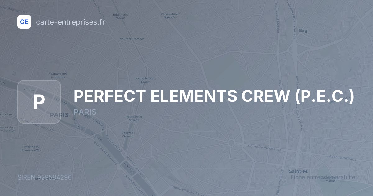 PERFECT ELEMENTS CREW (P.E.C.) — 929584290 — fiche entreprise