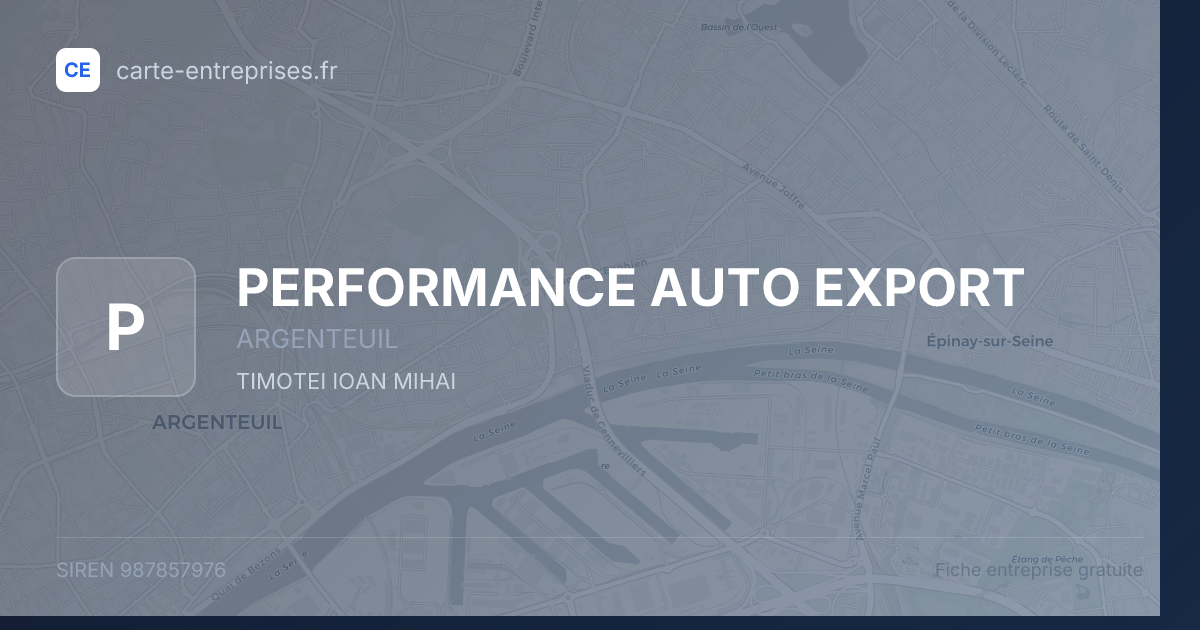 PERFORMANCE AUTO EXPORT — 987857976 — fiche entreprise