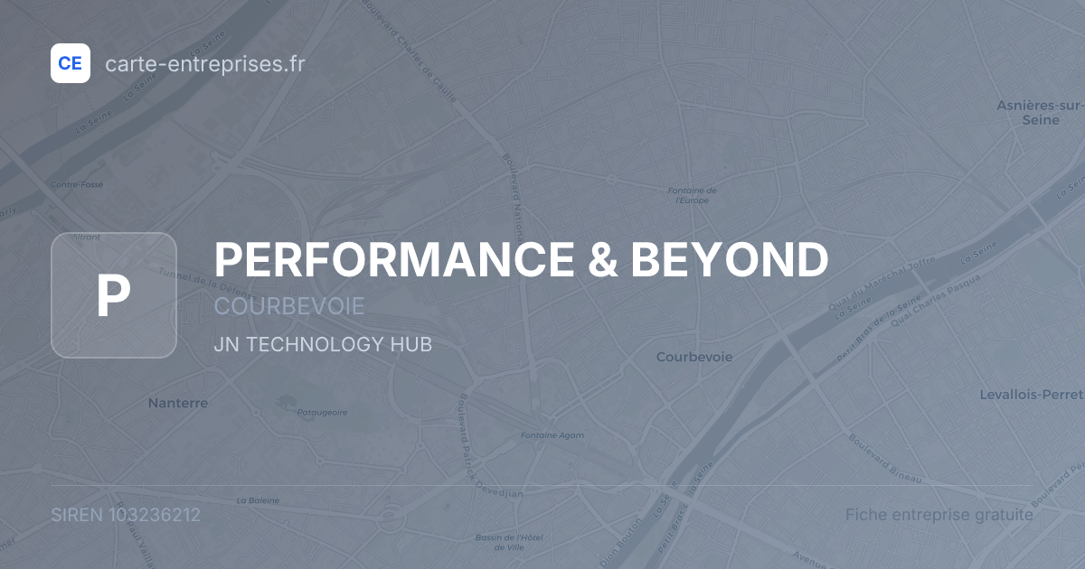 PERFORMANCE & BEYOND — 103236212 — fiche entreprise