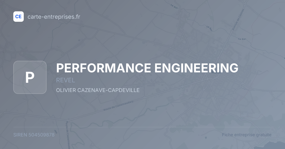 PERFORMANCE ENGINEERING — 504509878 — fiche entreprise