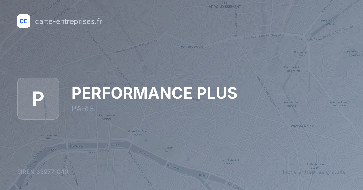 PERFORMANCE PLUS — 339771040 — fiche entreprise