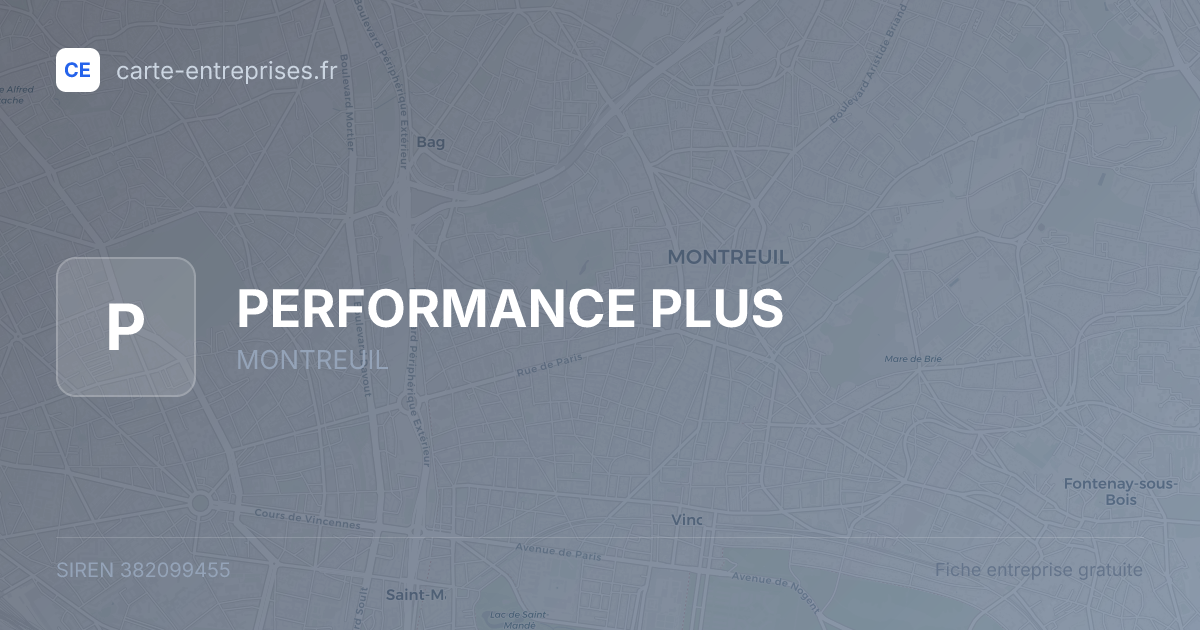 PERFORMANCE PLUS — 382099455 — fiche entreprise