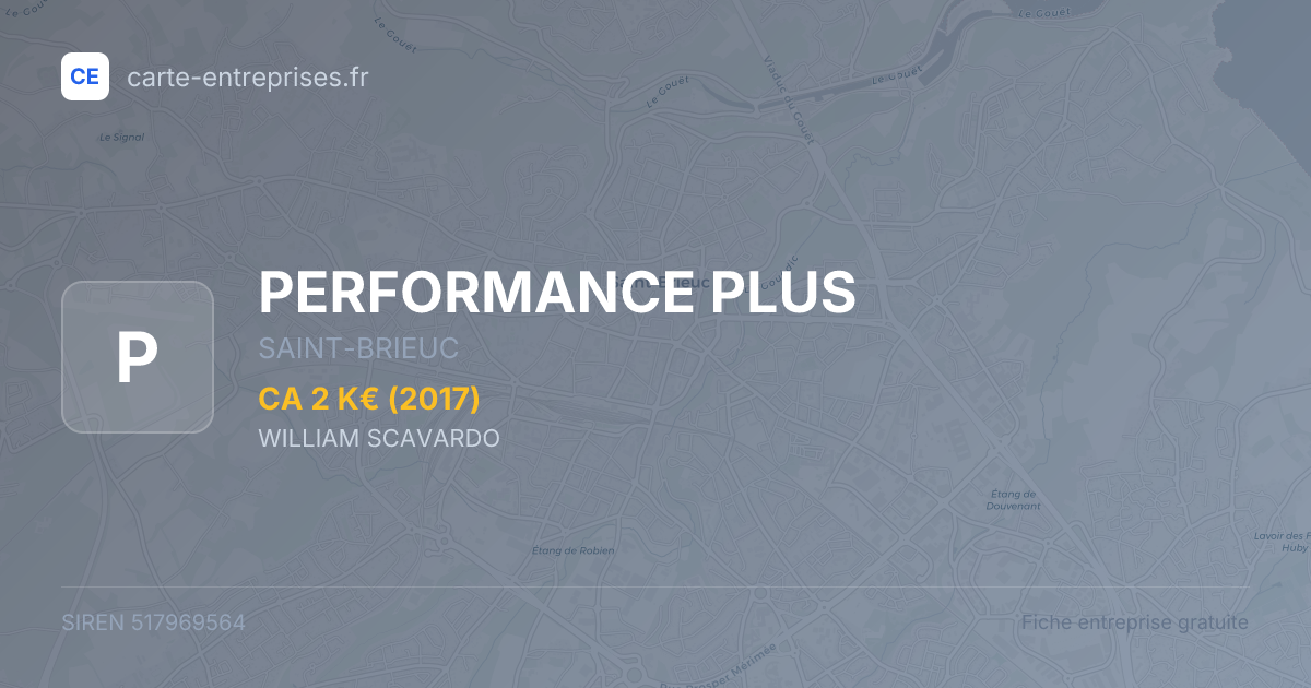 PERFORMANCE PLUS — 517969564 — fiche entreprise