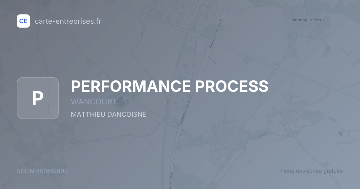 PERFORMANCE PROCESS — 851689893 — fiche entreprise