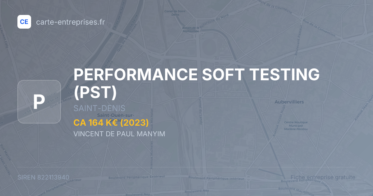 PERFORMANCE SOFT TESTING (PST) — 822113940 — fiche entreprise