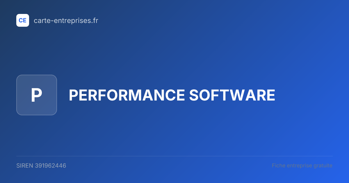 PERFORMANCE SOFTWARE — 391962446 — fiche entreprise