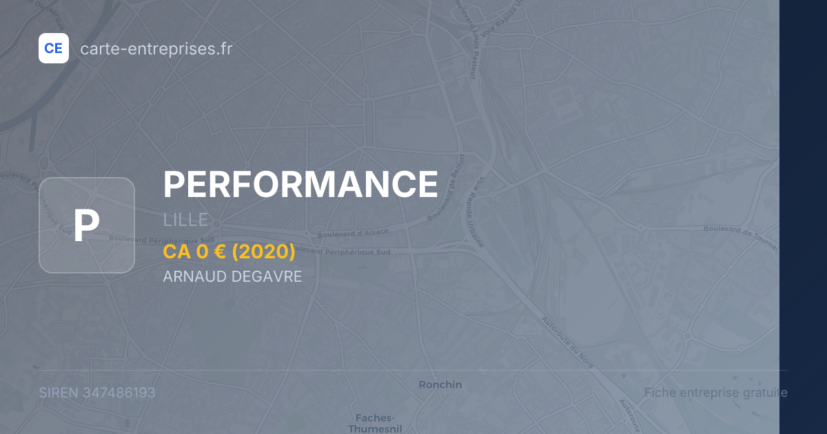 PERFORMANCE — 347486193 — fiche entreprise