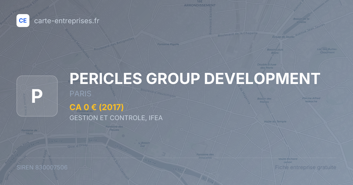 PERICLES GROUP DEVELOPMENT — 830007506 — fiche entreprise