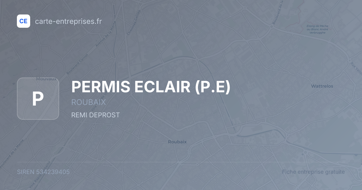PERMIS ECLAIR (P.E) — 534239405 — fiche entreprise