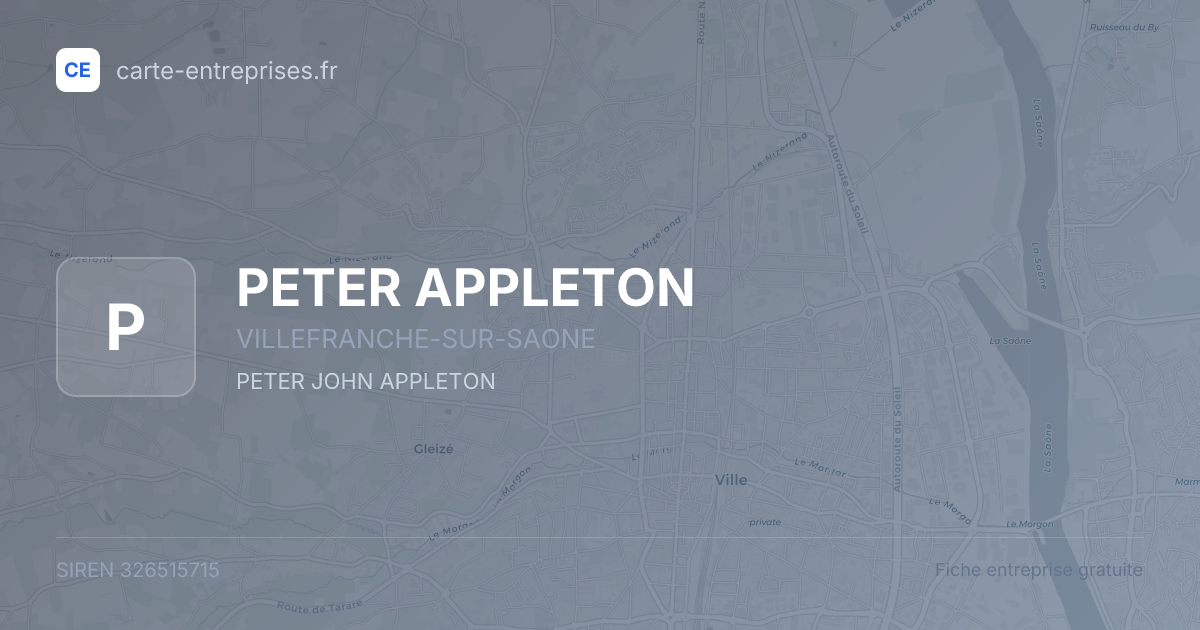 PETER APPLETON — 326515715 — fiche entreprise