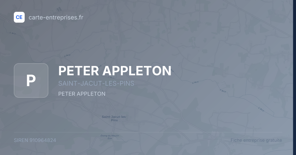 PETER APPLETON — 910964824 — fiche entreprise