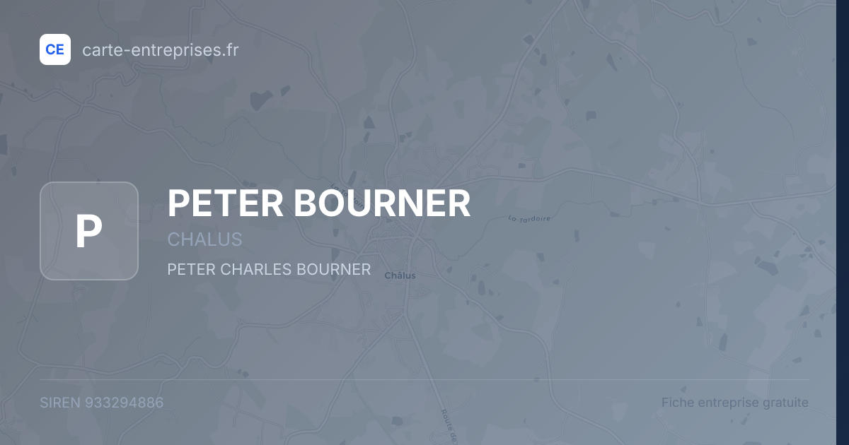 PETER BOURNER — 933294886 — fiche entreprise