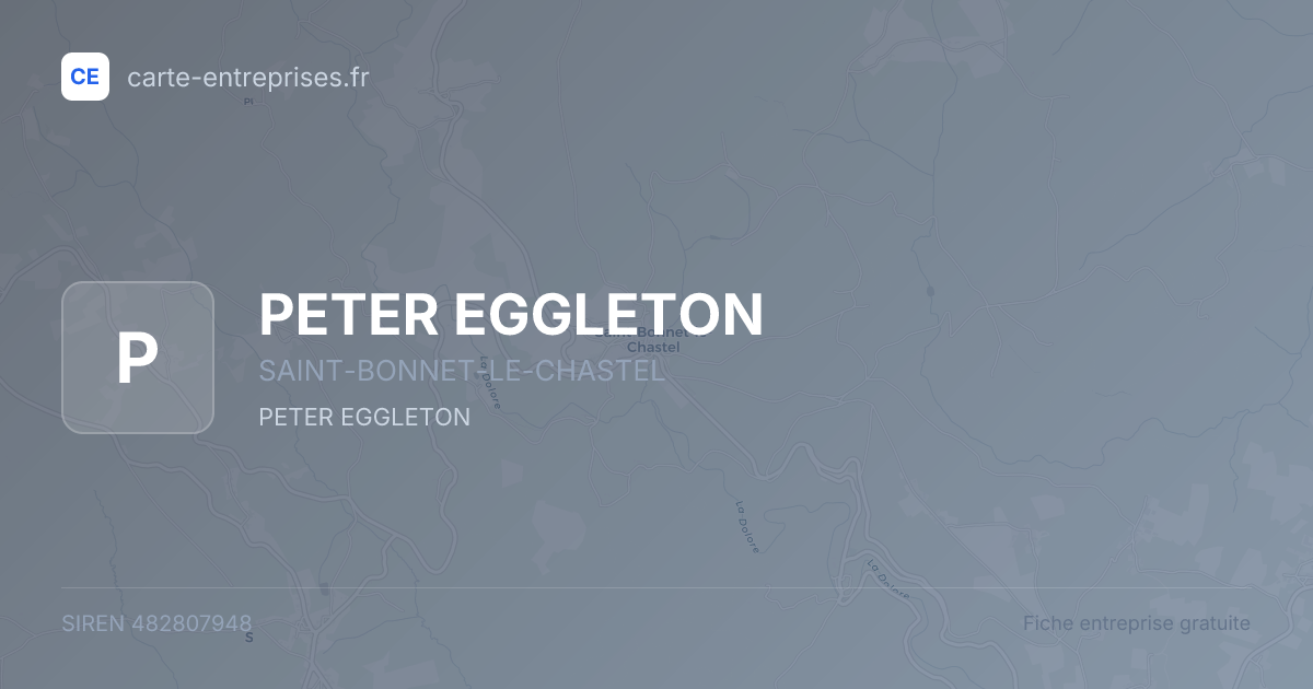 PETER EGGLETON — 482807948 — fiche entreprise