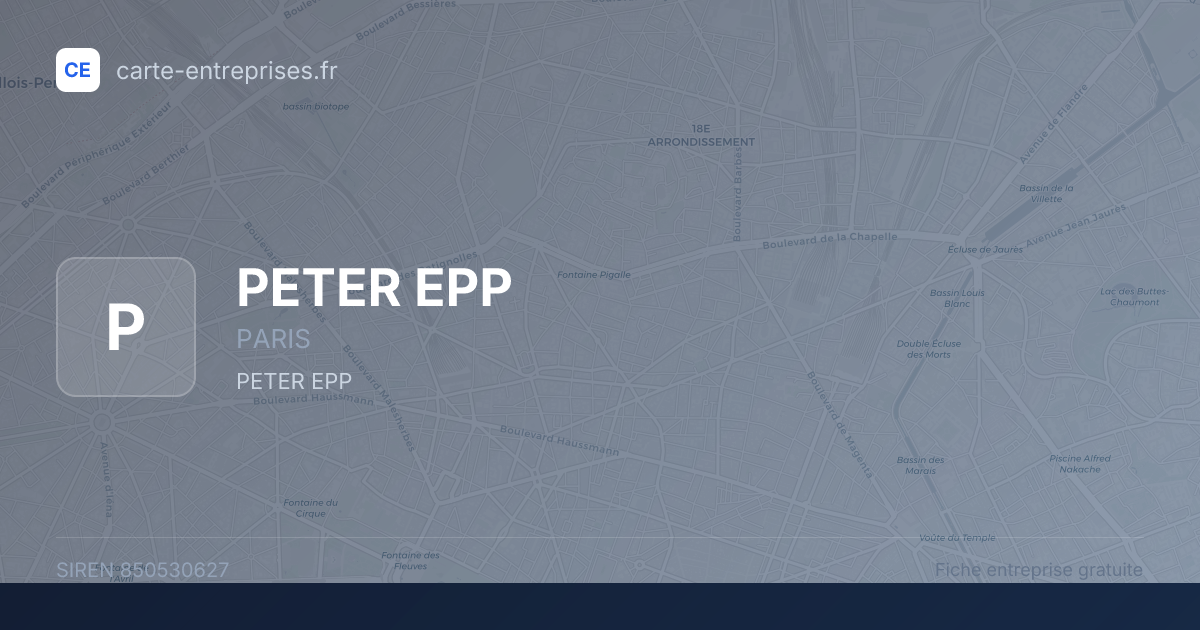 PETER EPP — 850530627 — fiche entreprise