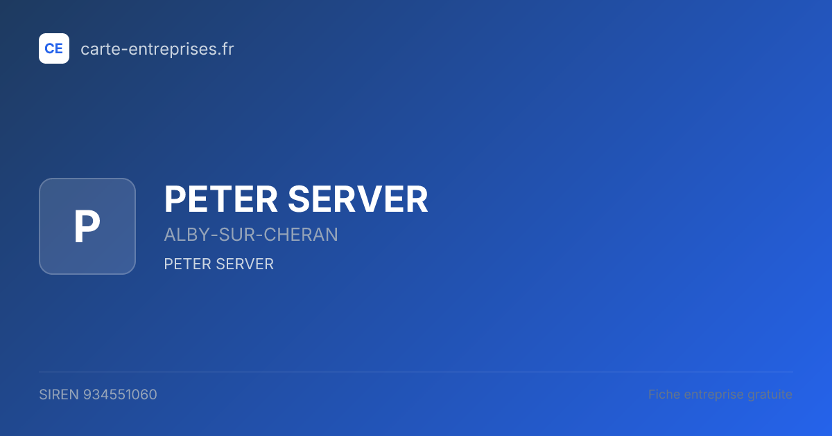 PETER SERVER — 934551060 — fiche entreprise