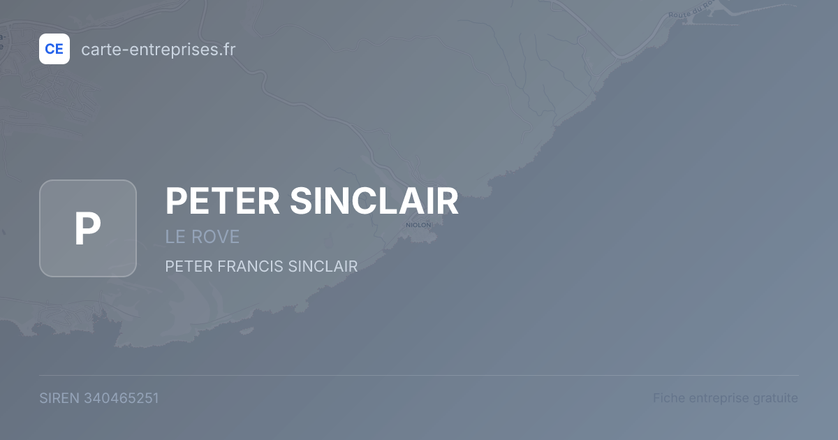 PETER SINCLAIR — 340465251 — fiche entreprise