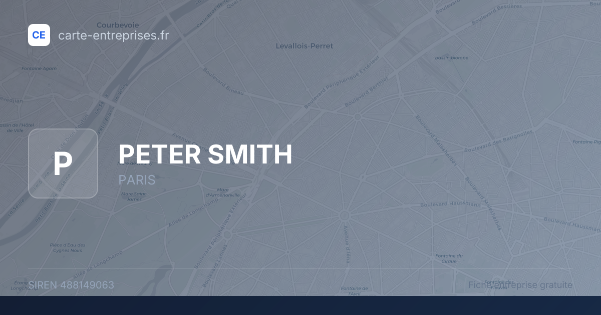 PETER SMITH — 488149063 — fiche entreprise