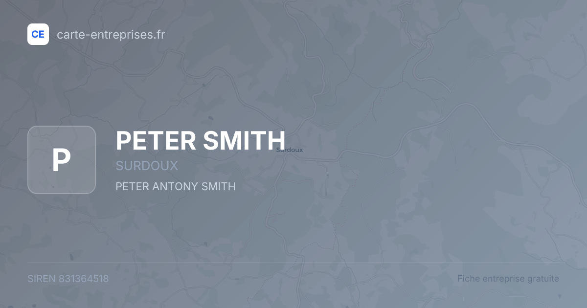 PETER SMITH — 831364518 — fiche entreprise