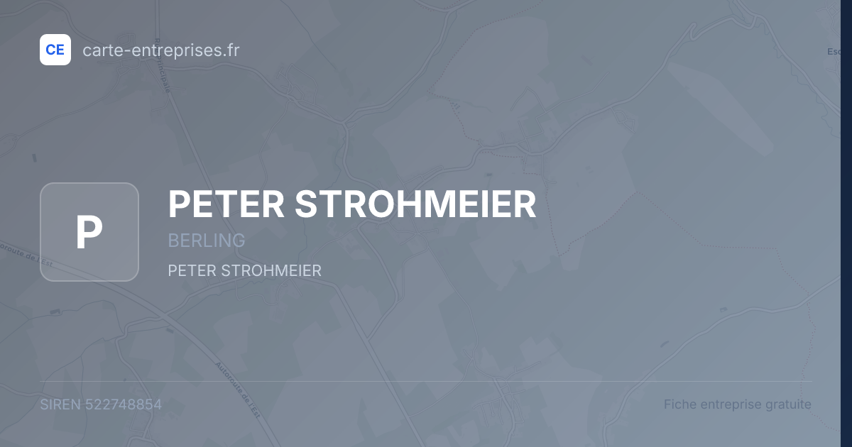 PETER STROHMEIER — 522748854 — fiche entreprise