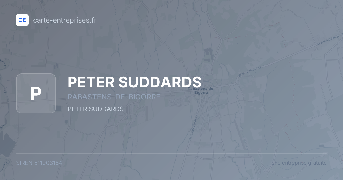PETER SUDDARDS — 511003154 — fiche entreprise