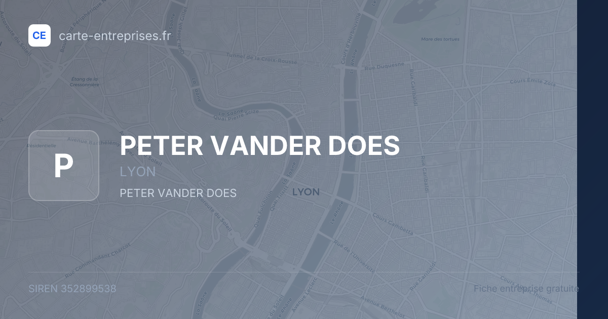 PETER VANDER DOES — 352899538 — fiche entreprise