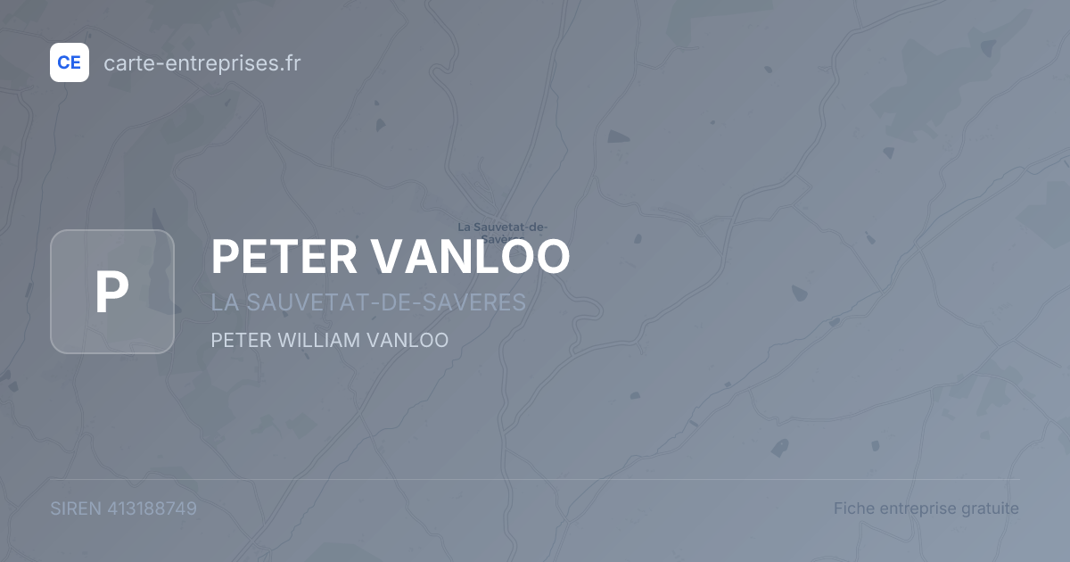 PETER VANLOO — 413188749 — fiche entreprise