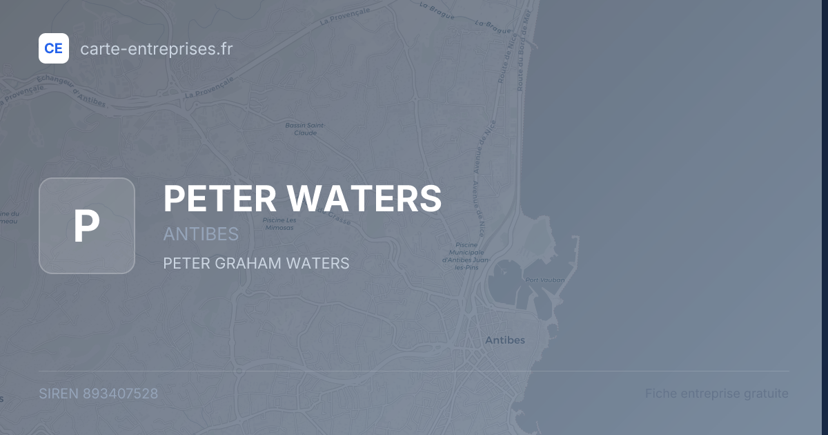 PETER WATERS — 893407528 — fiche entreprise