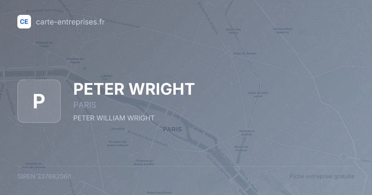 PETER WRIGHT — 337682066 — fiche entreprise