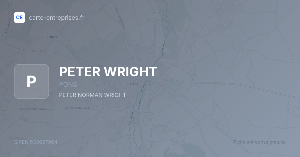 PETER WRIGHT — 533627964 — fiche entreprise