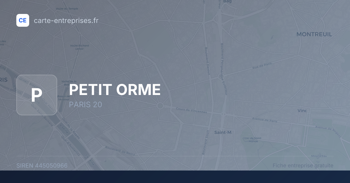 PETIT ORME — 445050966 — fiche entreprise