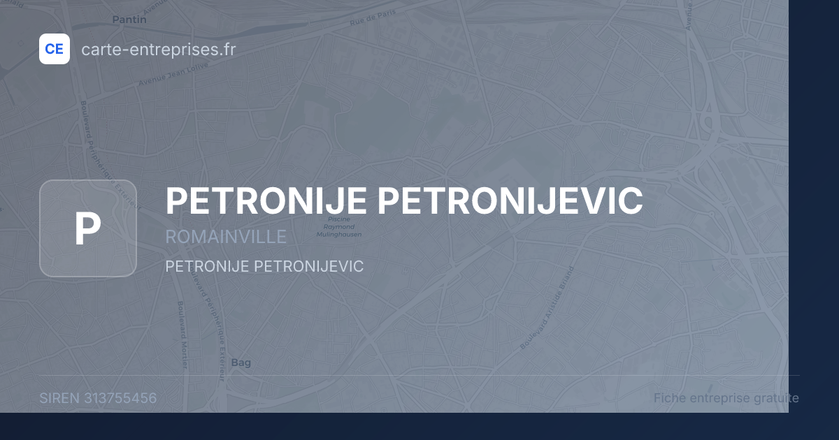 PETRONIJE PETRONIJEVIC — 313755456 — fiche entreprise