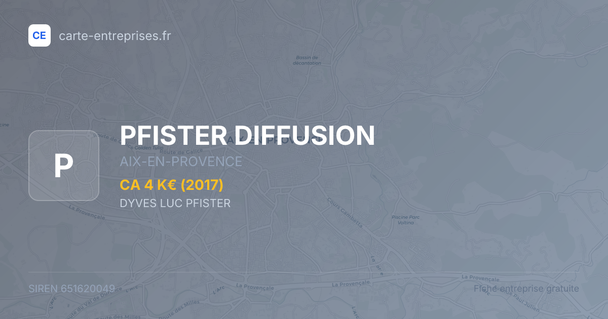 PFISTER DIFFUSION — 651620049 — fiche entreprise
