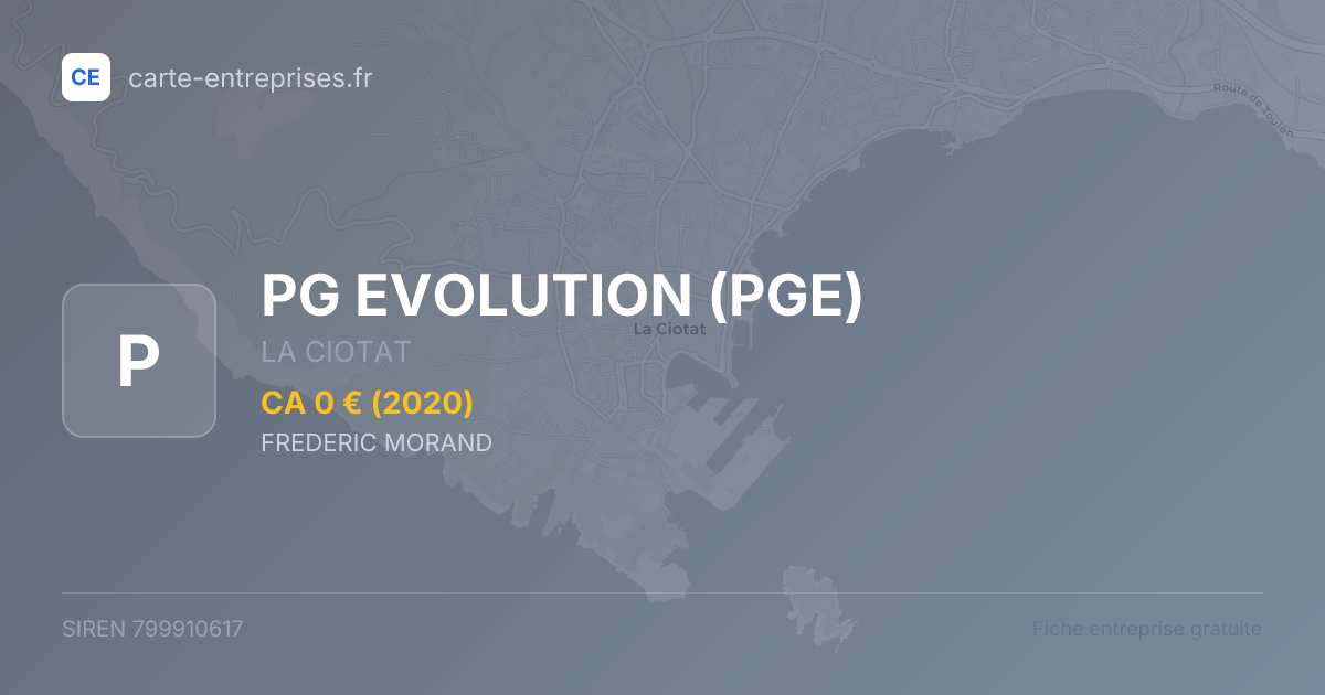 PG EVOLUTION (PGE) — 799910617 — fiche entreprise