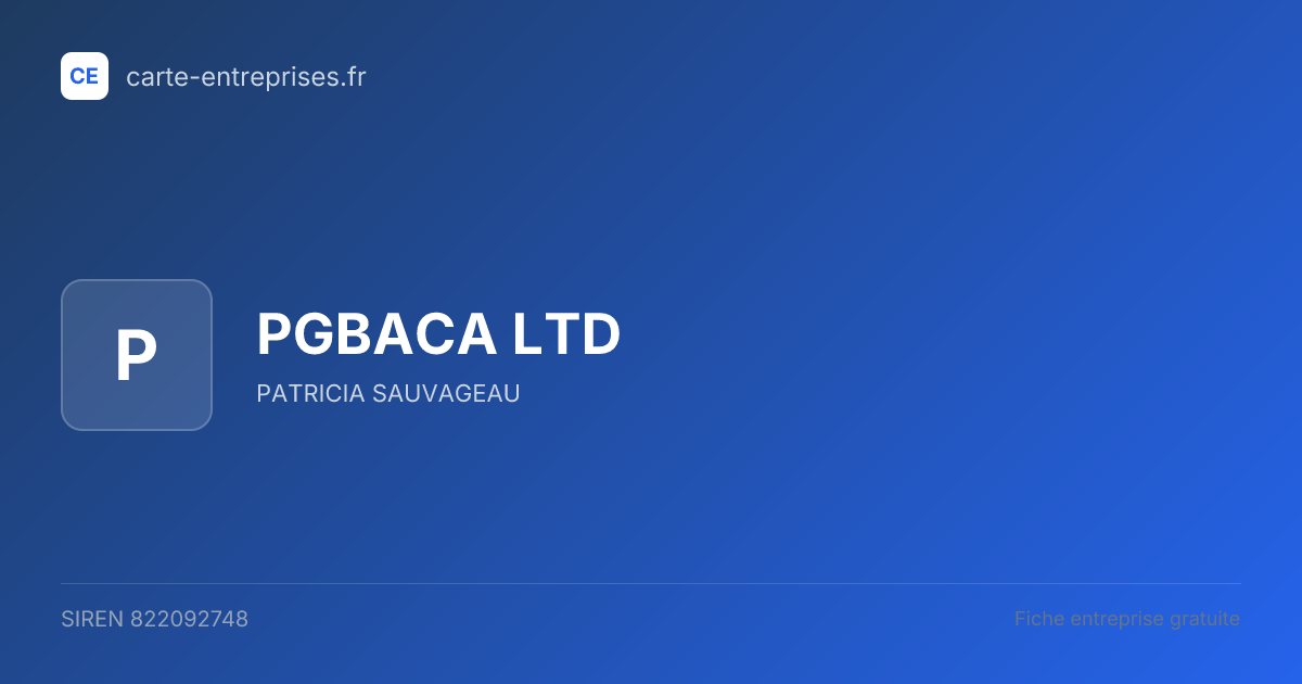 PGBACA LTD — 822092748 — fiche entreprise