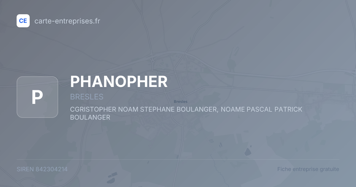 PHANOPHER — 842304214 — fiche entreprise