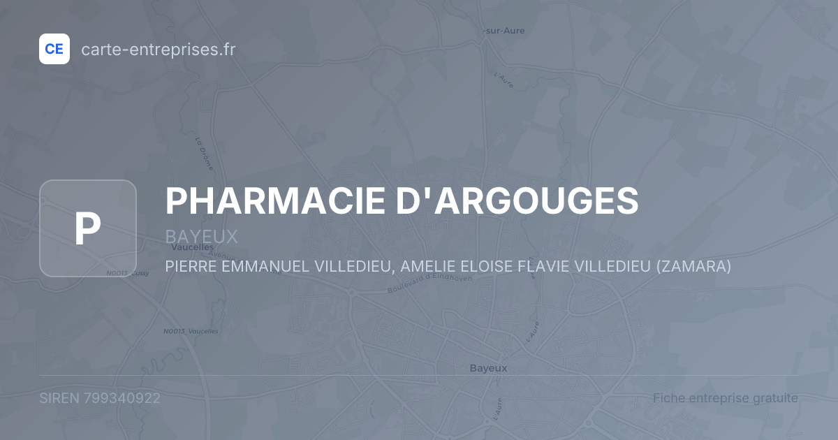 PHARMACIE D'ARGOUGES — 799340922 — fiche entreprise