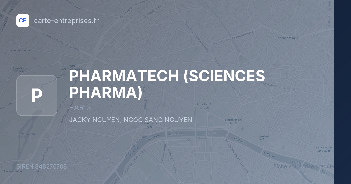 PHARMATECH (SCIENCES PHARMA) — 848270708 — fiche entreprise