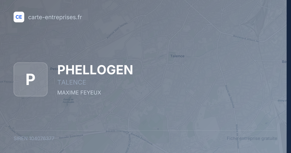 PHELLOGEN — 104076377 — fiche entreprise