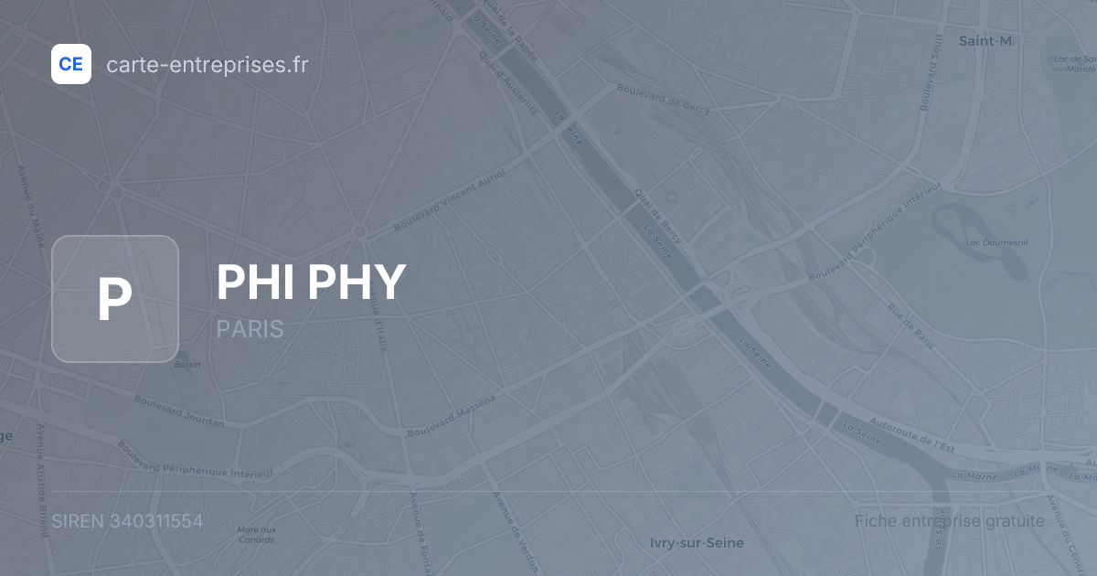 PHI PHY — 340311554 — fiche entreprise