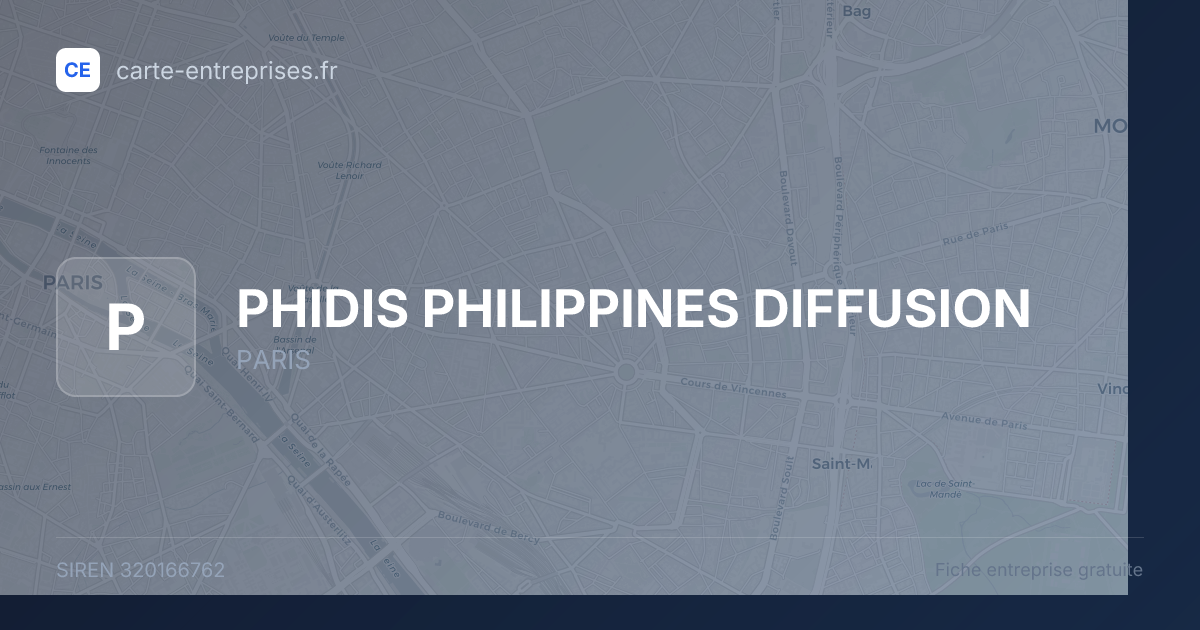 PHIDIS PHILIPPINES DIFFUSION — 320166762 — fiche entreprise