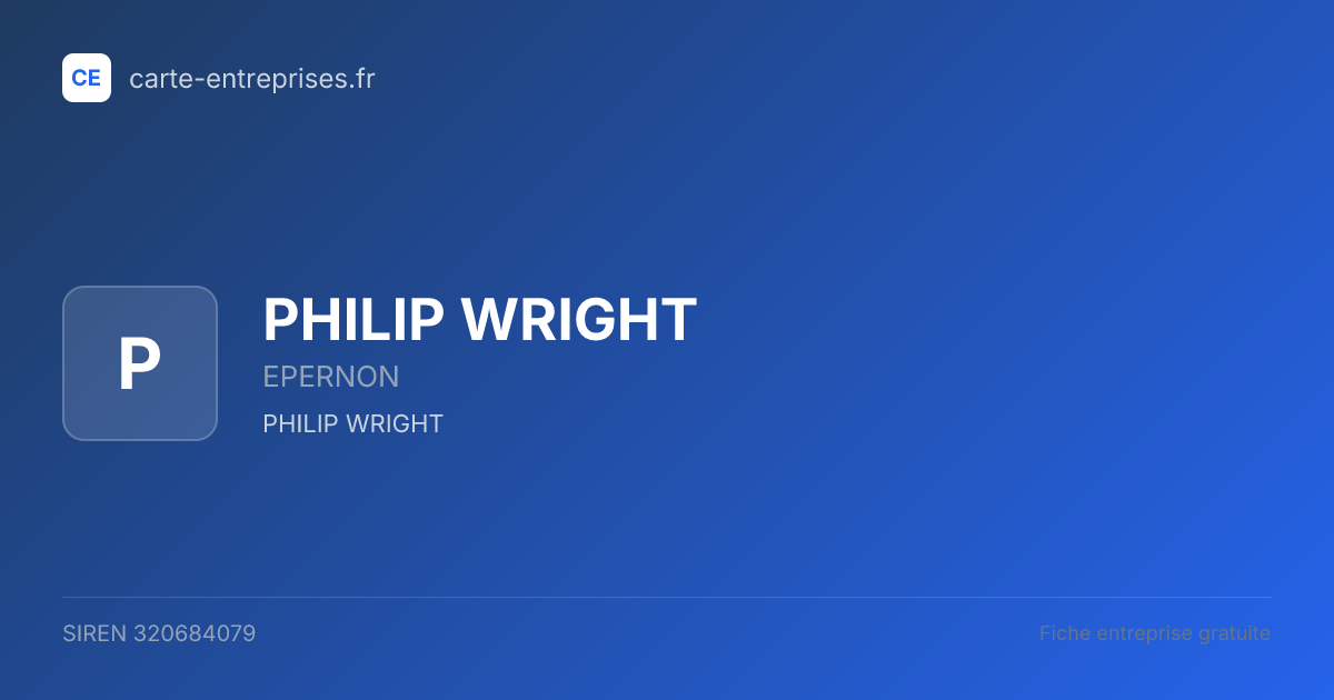 PHILIP WRIGHT — 320684079 — fiche entreprise