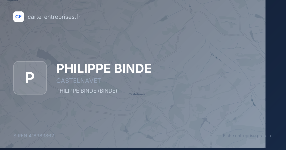 PHILIPPE BINDE — 418983862 — fiche entreprise