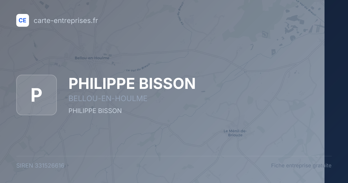 PHILIPPE BISSON — 331526616 — fiche entreprise