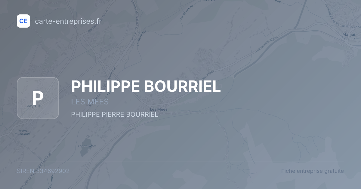 PHILIPPE BOURRIEL — 334692902 — fiche entreprise