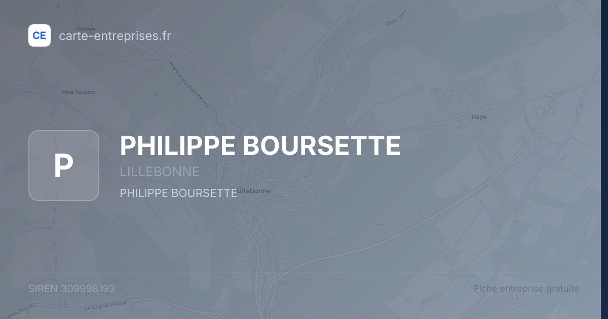 PHILIPPE BOURSETTE — 309998193 — fiche entreprise