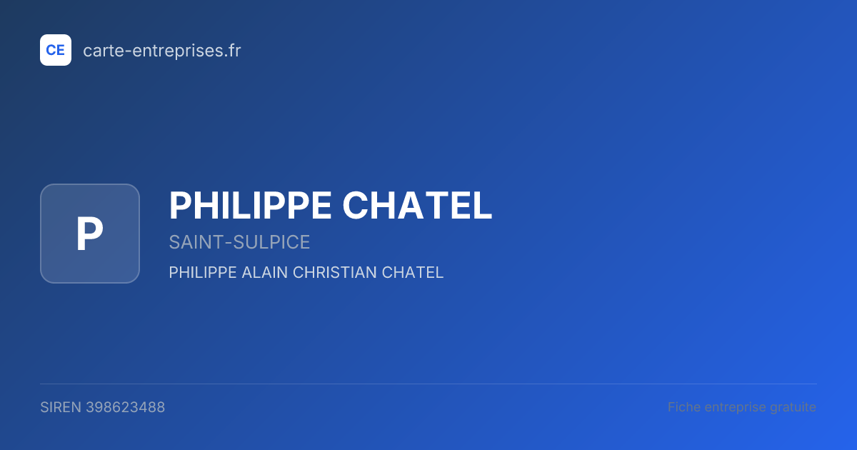 PHILIPPE CHATEL — 398623488 — fiche entreprise