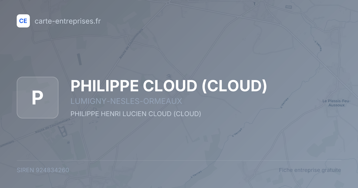 PHILIPPE CLOUD (CLOUD) — 924834260 — fiche entreprise